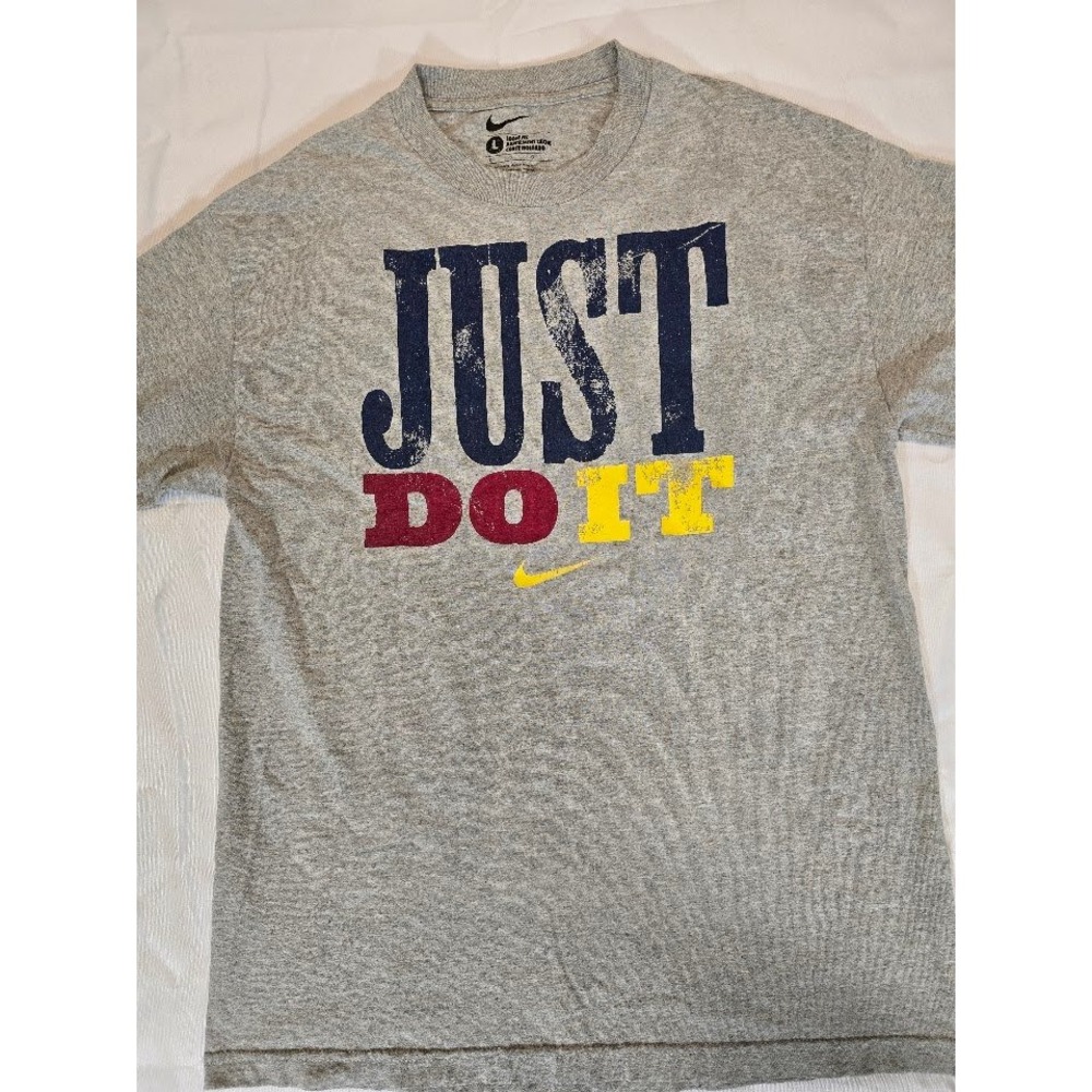 Nike Just Do It T-Shirt Graphic‎ Print Crew Neck Casual Mens Large